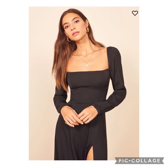Reformation 8 Sigmund Long Sleeve Midi Dress Leg Slit - Picture 4 of 13